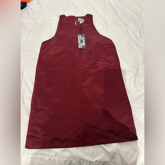 Future Collective Dresses & Skirts - Future Collective Burgundy Satin Dress Women’s Size L New